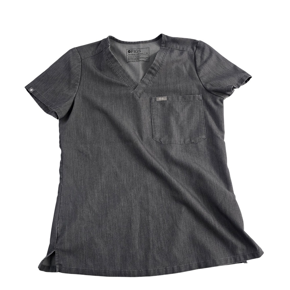 FIGS Technical Collection XS Gray Scrub Top Short Sleeve Medical Uniform‎
